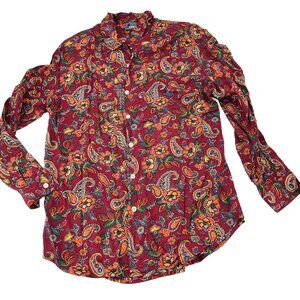 Lizwear Vintage Liz Claiborne Y2k Blouse Button Down Colorful Paisley Women's L‎